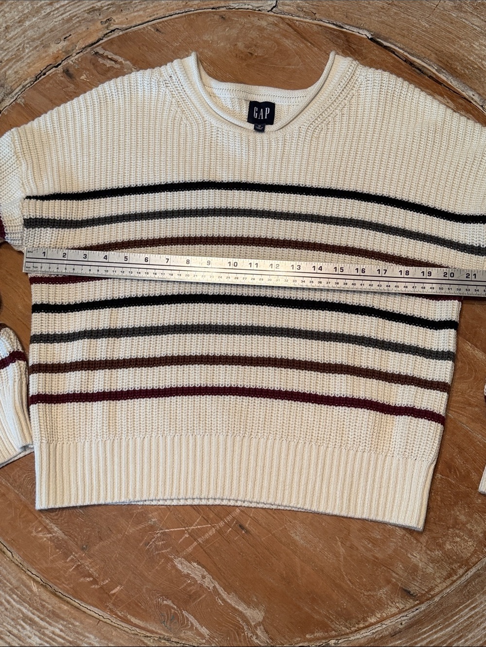 GAP Relaxed Stripe Shaker Stitch Sweater Multicolor Cotton Knit Size M - Picture 6 of 9